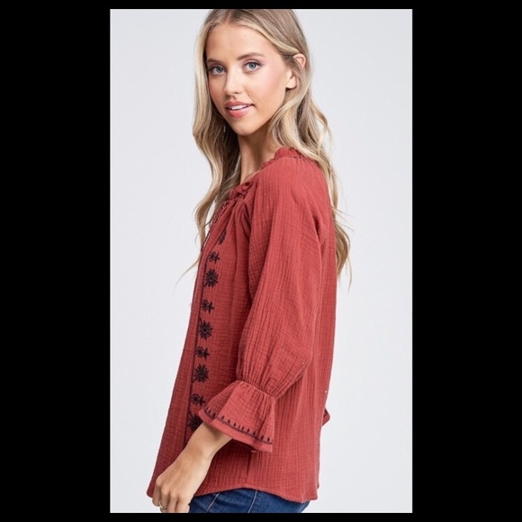 ♥️2 left ❤️ Rust Boho Top - Picture 4 of 6